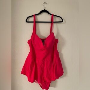 Torrid Hot Pink Peplum One Piece Swimsuit